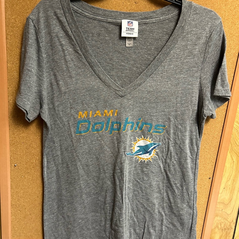 Miami Dolphins short sleeve V-neck top for women